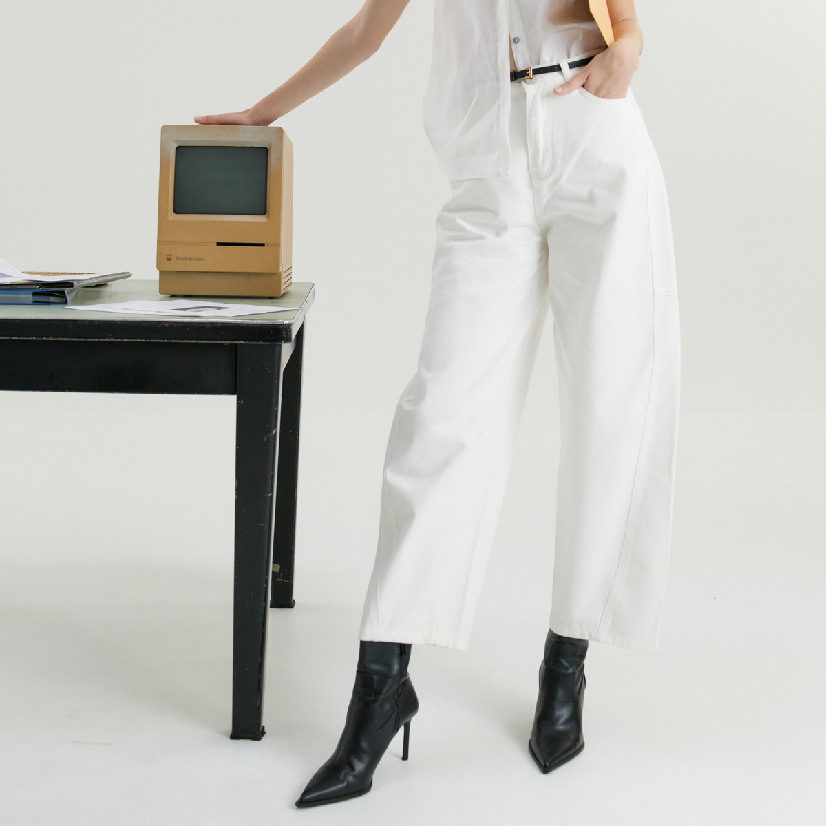 Denim S-Xxl Jeans, Model "Bianca Jeans", Washed Denim, White, Soft Fabric, Comfortable to Wear.