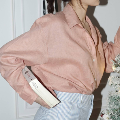 TL0001 Oversized Shirt, 100% Pure Linen Shirt, Long Sleeve Shirt with a Loose Fit. Can Be Worn in Many Styles, Comfortable Fabric.