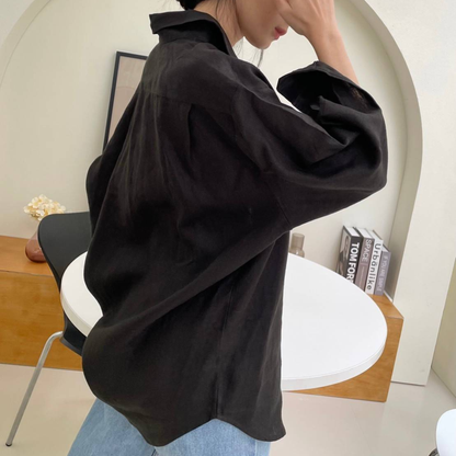 TL0001 Oversized Shirt, 100% Pure Linen Shirt, Long Sleeve Shirt with a Loose Fit. Can Be Worn in Many Styles, Comfortable Fabric.