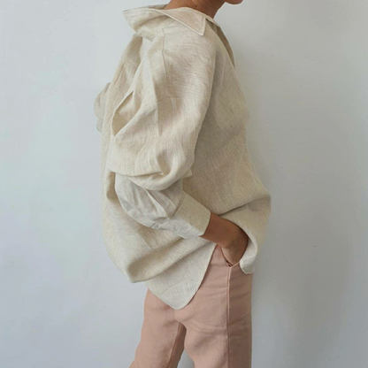 TL0001 Oversized Shirt, 100% Pure Linen Shirt, Long Sleeve Shirt with a Loose Fit. Can Be Worn in Many Styles, Comfortable Fabric.