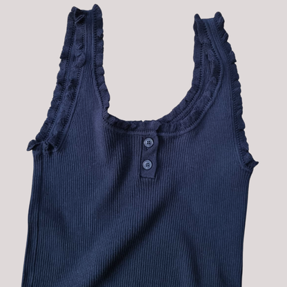 Petal Trim Tank, Premium Workmanship, Special Tailoring, Can Be Worn on Both Sides, Has 1 Size, Elegant and Feminine Design. Uses Ribbed Fabric for Flexibility and a Snug Fit. Comfortable to Wear All Day Long.