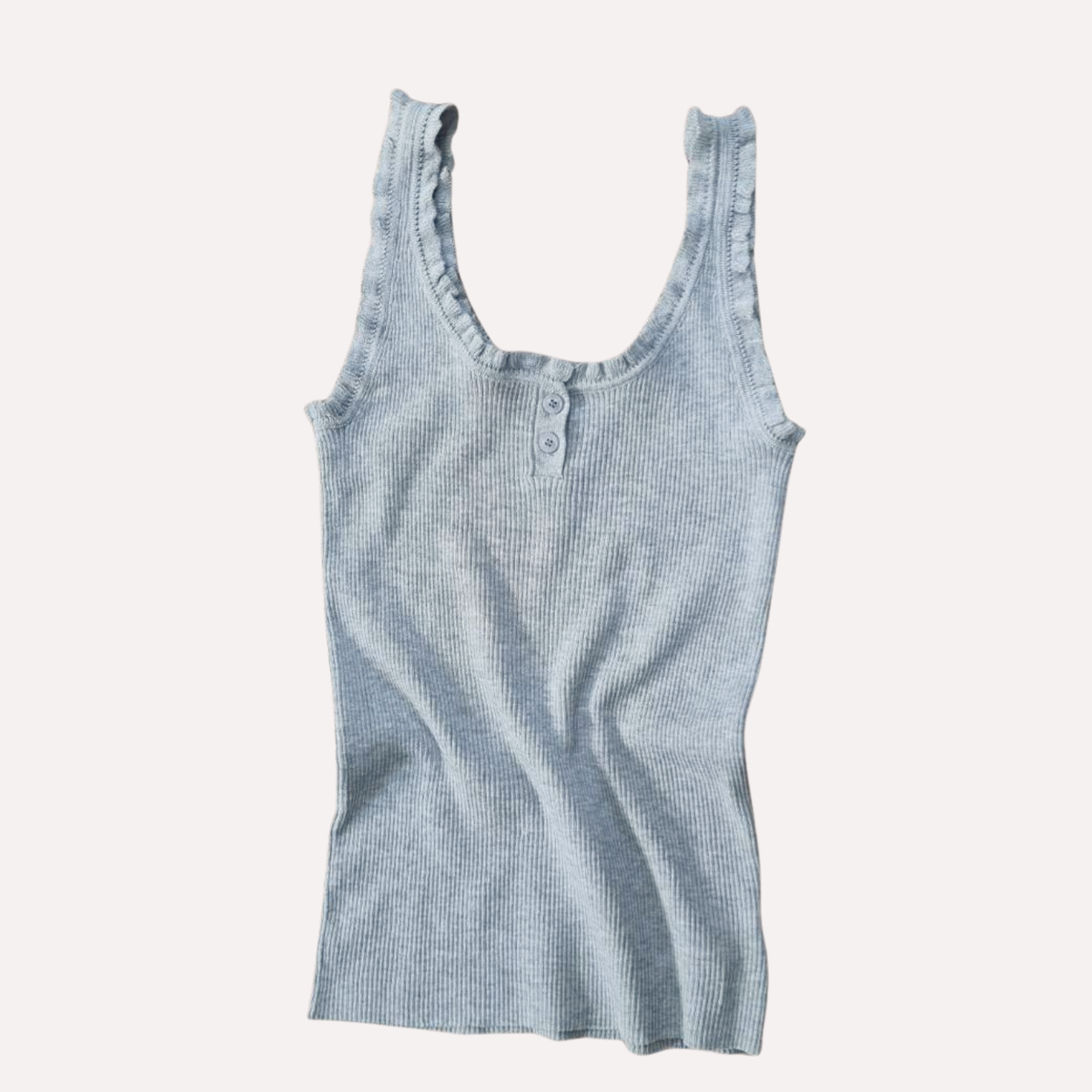 Petal Trim Tank, Premium Workmanship, Special Tailoring, Can Be Worn on Both Sides, Has 1 Size, Elegant and Feminine Design. Uses Ribbed Fabric for Flexibility and a Snug Fit. Comfortable to Wear All Day Long.