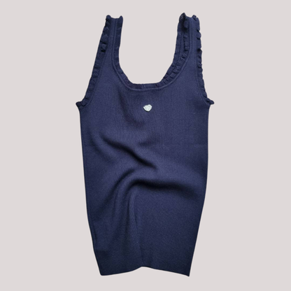 Petal Trim Tank, Premium Workmanship, Special Tailoring, Can Be Worn on Both Sides, Has 1 Size, Elegant and Feminine Design. Uses Ribbed Fabric for Flexibility and a Snug Fit. Comfortable to Wear All Day Long.