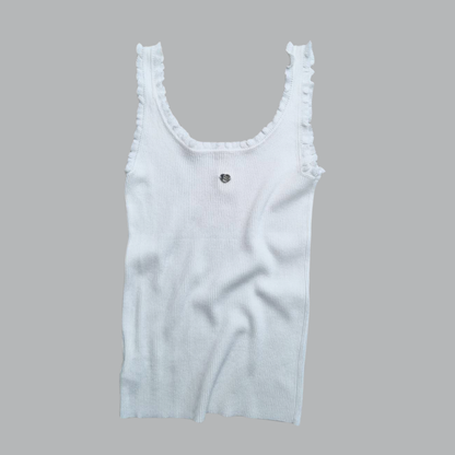 Petal Trim Tank, Premium Workmanship, Special Tailoring, Can Be Worn on Both Sides, Has 1 Size, Elegant and Feminine Design. Uses Ribbed Fabric for Flexibility and a Snug Fit. Comfortable to Wear All Day Long.
