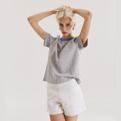 PS0006 Side Zipper Shorts, 100% Pure Linen, Built-In Hem, Side Pockets