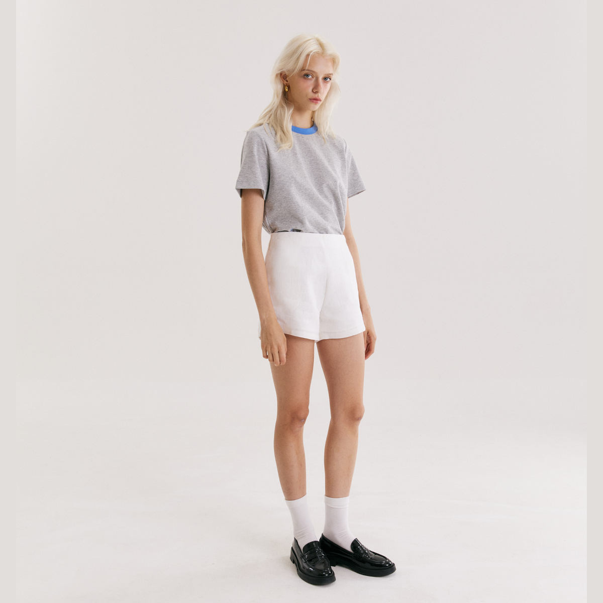 PS0006 Side Zipper Shorts, 100% Pure Linen, Built-In Hem, Side Pockets