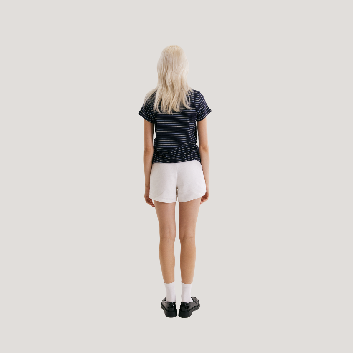 PS0006 Side Zipper Shorts, 100% Pure Linen, Built-In Hem, Side Pockets