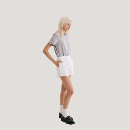 PS0006 Side Zipper Shorts, 100% Pure Linen, Built-In Hem, Side Pockets