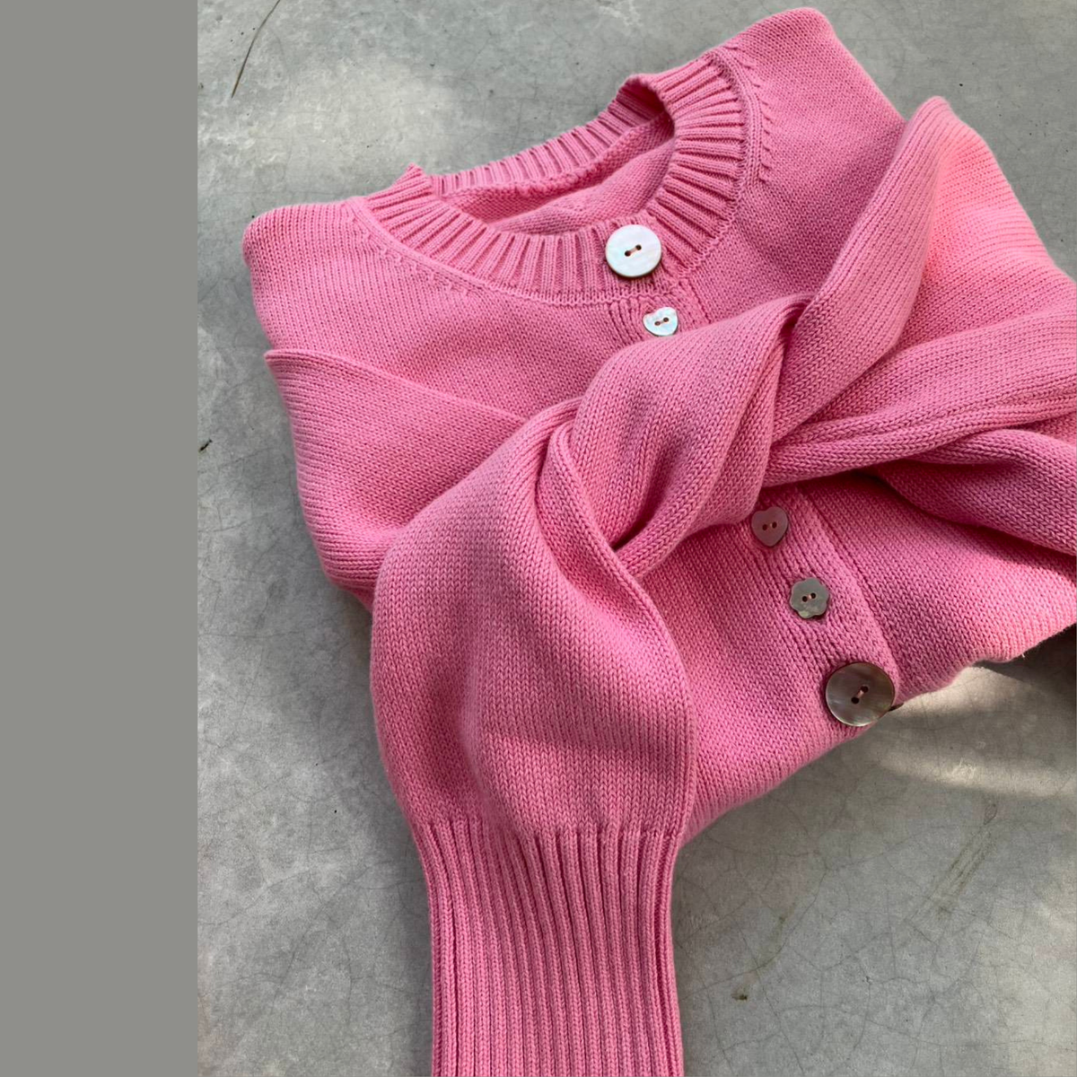 Annabeth Knit Cardigan, Long Sleeve Cardigan, Front Buttons Covered with Fabric. Adds Elegance, Closed Neck, Good Length, Soft Woven Fabric, Good Ventilation.