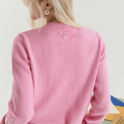 Annabeth Knit Cardigan, Long Sleeve Cardigan, Front Buttons Covered with Fabric. Adds Elegance, Closed Neck, Good Length, Soft Woven Fabric, Good Ventilation.