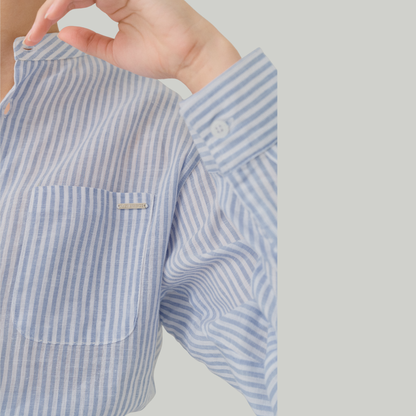 TL0004 Long-Sleeved Shirt with Chinese Collar, 100% Pure Linen, Mandarin Collar, Unisex.
